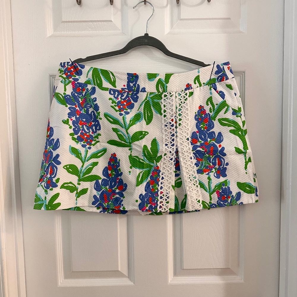 Lilly Pulitzer Jarvey Skort Honeycomb Pique Fresh Cut Blue Bonnet size 14